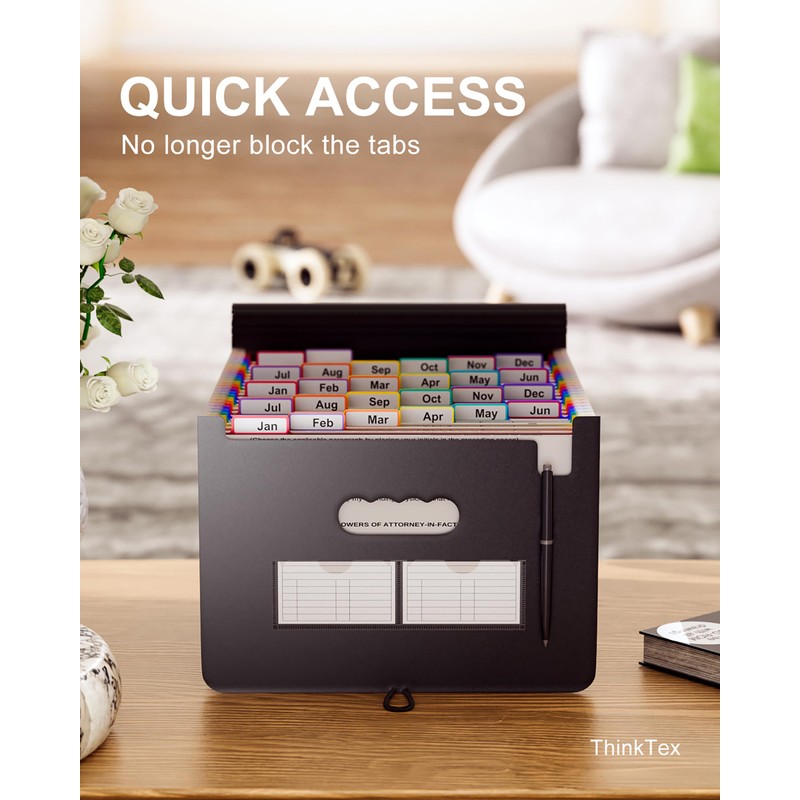 ThinkTex 26 Pockets Expanding File Folder, A-Z Colorful Tabs, Monthly