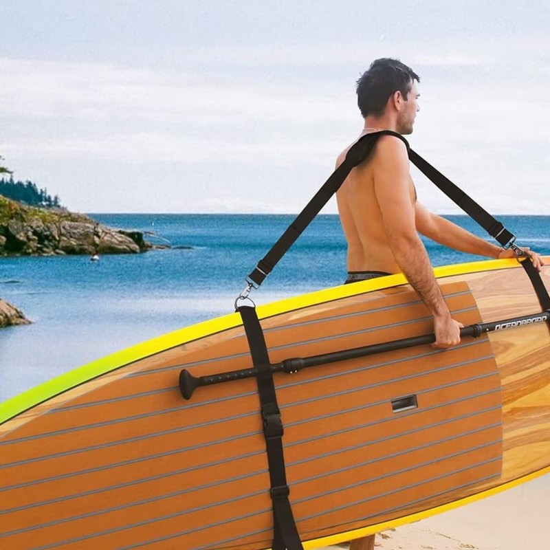 runrayay Black Paddleboard Carry Strap, Adjustable Heavy Duty Shoulder Strap