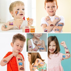 Heclia Trucks Temporäre Tattoos 30 Blätter Monsters Truck Fake Tattoos Fake Tattoo für Geburtstagsparty Zubehör Rennwagen Zielflagge Trophäe Flammen Tattoo Aufkleber Klassenbelohnungen Preise