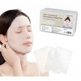 SHISEPTIC 50 Individually Wrapped Packs | 3-in-1 Multifunctional Cotton Pads Set | Wet Compress, Makeup Remover & Hydrating Facial Mask Sheets for Face, Eye & Lip Care