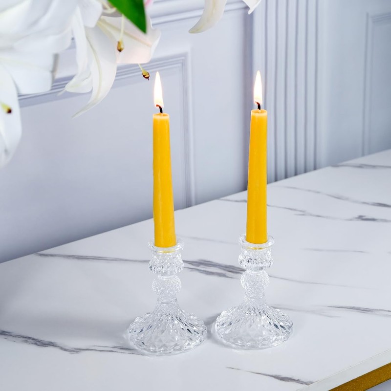 Natural Beeswax Taper Candles, DEYBBY Smokeless and Dripless Beeswax Candles,