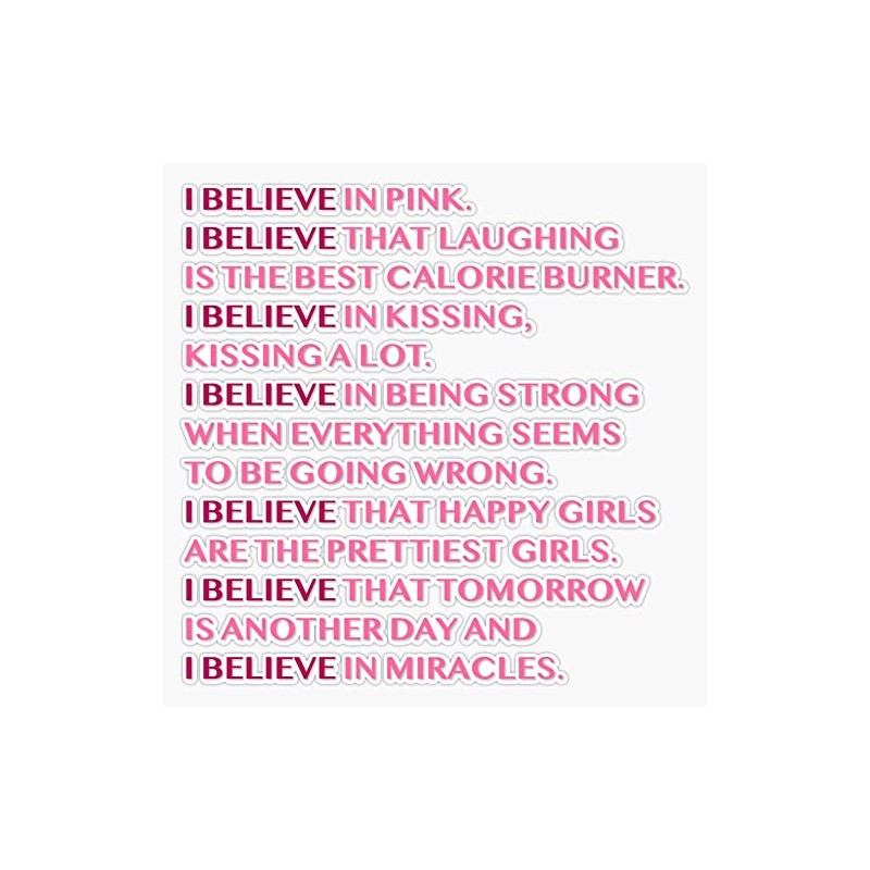 Audrey Hepburn I Believe In Pink Quote Bumper Sticker Vinyl