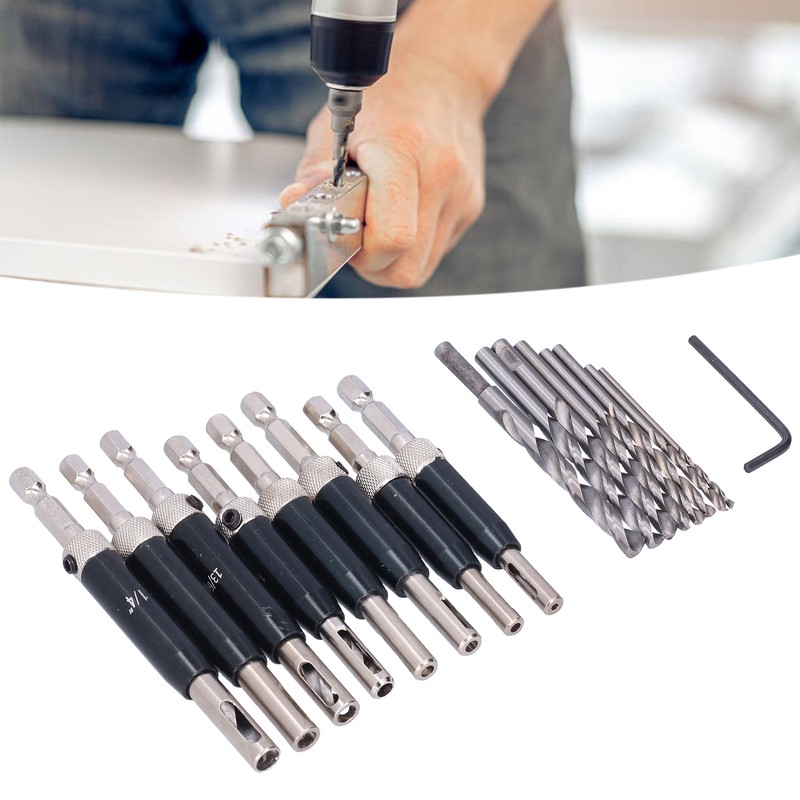 17pcs Hinge Drills Set Self Centering Door Drill Bit Kit
