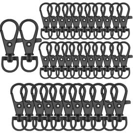50PCS Key Chain Clip Hooks, Swivel Clasps Lanyard Snap Hook, Keychain Hooks for Lanyard Key Rings Crafting Gun Black