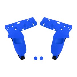 Controller Grip Cover Silicone VR Handle Protective Sleeve Anti Throw Grip Cover Protector with Wrist Strap for Quest 2 Blue