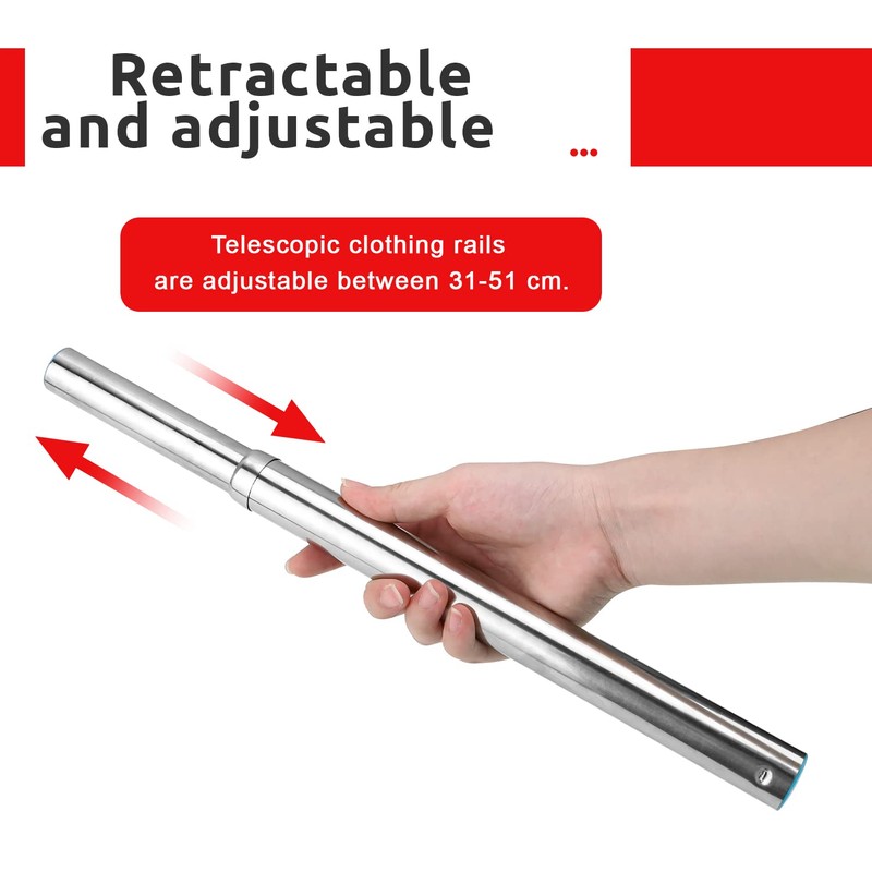 31-51 cm Clothes Rail Made of Stainless Steel, GEBAUM Retractable