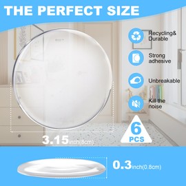 JZWBLILY Door Stoppers for Wall, Door Knob Wall Protector 3.15" (6-Pack), Self Adhesive Door Bumpers for Walls, Shock Absorbent Door Handle Stopper, Protects Every Wall Surface, Clear