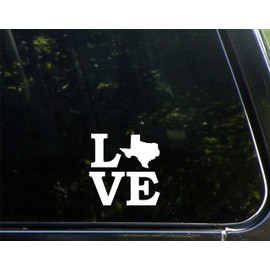 Love Texas - 4" x 4" - Vinyl Die Cut Decal/Bumper Sticker for Windows, Cars, Trucks, Laptops, Etc.