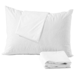 Niagara Sleep Solution 4 Pack Cotton King Pillow Protectors 100% Waterproof Life Time Replacement Zippered Cotton White Terry Pillow Encasement Washable Long Life Soft Breathable Fabric Set