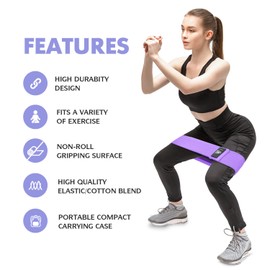 CFX Resistance Bands Set, Exercise Bands with Non-Slip Design for HIPS & Glutes, 3 Levels Workout Bands for Women and Men, Booty Bands for Home Fitness, Yoga, Pilates (Dark Purple,Purple,Light Purple)