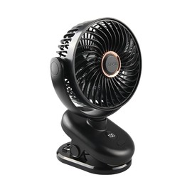 DOODBI Portable Clip-on Desk Fan, 360° Rotatable, Adjustable In 5 Gears, Strong Grip, 18650 Battery Rechargeable, USB Charging, Bedroom, Office, Gym Running Quietly - 5000mAh (Black)