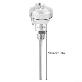 RTD PT100 Temperature Sensor Probe, Stainless Steel Temperature Sensor Probe, 3/4" NPT Thread, Thermocouple, Clamp Head (100mm)