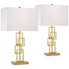 Golden Mid Century Modern Contemporary Table Lamps 26" High Set