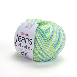 YarnArt Jeans Soft Colors - Variegated Sport Yarn 55% Cotton 45% Acrylic 1 Skein/Ball 50 gr 174 yds Cotton Yarn Knitting Yarn Soft Yarn amigurumi Cotton Yarn (6211)