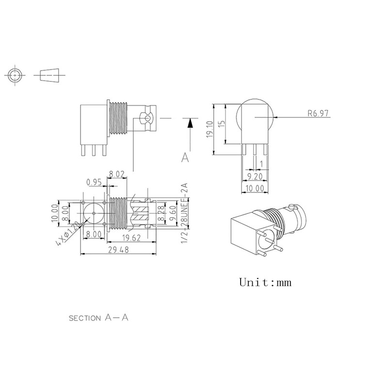Superbat BNC Connector 50ohm BNC Female Jack Connector 5Pcs BNC