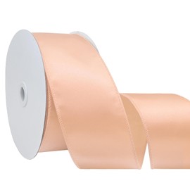 Simplegoal Champagne Pink Satin Wired Ribbon for Christmas Tree 2-1/2 Inch X 25 Yards Wired Satin Ribbon for Gift Wrapping Flower Bouquet Weddings Party Hair Wreaths