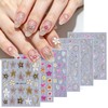 5D Flower Nail Art Stickers - 6 Sheets Embossed Floral