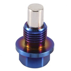 Qiilu Oil Drain Plug with Gaskets, Aluminum Alloy Magnetic Oil Pan Sump Return Drain Plug Bung Fitting Adapter (M12*1.25)