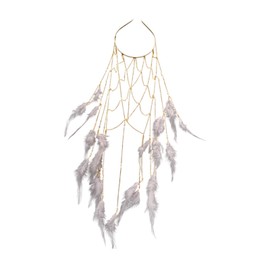 Hellery Feather Headband with Tassels for Beach Events And Celebrations, Gold
