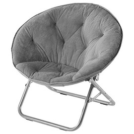 Urban Shop Faux Fur Saucer Chair, Grey, 29"X32"X22"