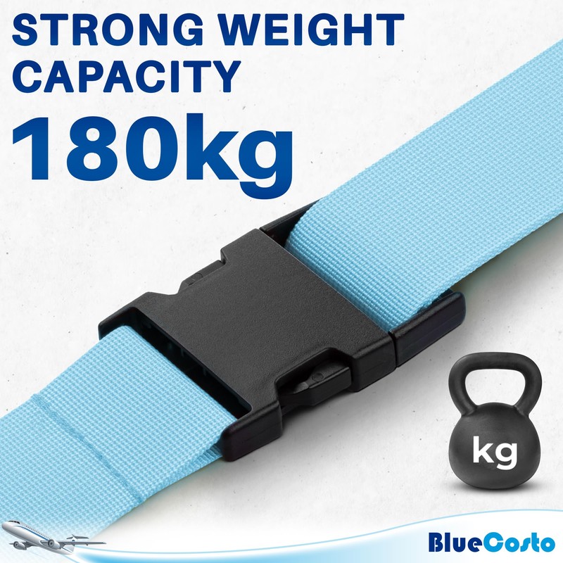 CSTOM 4 x Coloured Suitcase Straps, Luggage Straps, for Suitcase