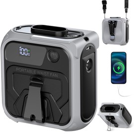 Kasbakas Portable Waist Fan Clip On, Max 40Hours Runtime, 16000RPM 5 Speeds Powerful Under Shirt Fan with Light, 10000mAh Personal Cooling Rechargeable Wearable Belt Fans for Travel Camping Fishing