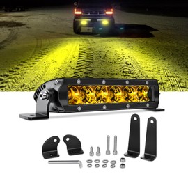 Chelhead Slim Led Light bar, 7 Inch Light Bar Flood Beam Yellow Fog Light Single Row 30W 3600lm led headlight bar for Motorcycle ATV Offroad Trucks Boat