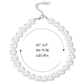 Qianyu Pet Pearl Collar Cute Cat Pearl Necklace Chunky Pearl Jewelry Accessories Adjustable Bling Beaded Dog Collar for Chihuahua York Puppy Kitten Wedding Party