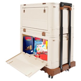 DNYSYSJ Folding Utility Cart Portable Rolling Crate, Multi Functional Collapsible Carts, 2-Tier Portable Utility Cart,Adjustable Folding Trolley for Shopping, Warehouse, Office, Outdoor