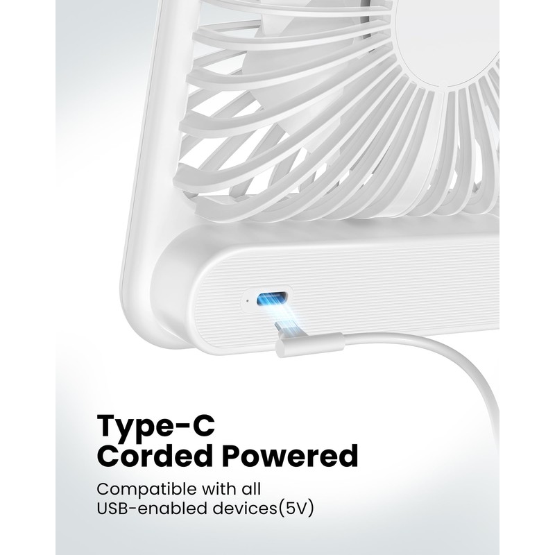 Koonie USB Desk Fan, Strong Wind Ultra Quiet Small Personal