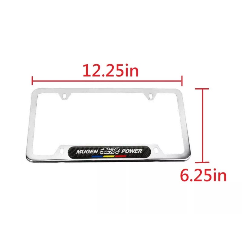 Mugen X1 Mugen Chrome Stainless Steel License Plate Frame Carbon