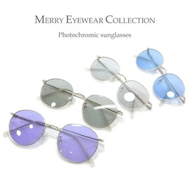 MERRY PLEASURE TY3550PH Dimmable Sunglasses, Polarized Sunglasses, For Fishing, Sports, Driving, Date, Men's, Women's, Boston, Round Glasses, Light Color Lens, Light Color, SILVER×Lt.SMOKE