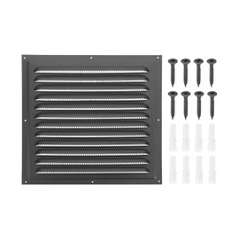 PATIKIL 12x12" Gable Vent Cover, Exterior Wall Outlet Vent Cover HVAC Air Grille Louvered Screen Mesh for Kitchen Bathroom Ventilation, Black