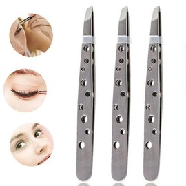 Silver Stainless Steel Tweezers for Eyebrows Bevel Precision Tweezers with Sharp Needle, Threading Tweezers Makeup Tools Hair Removal Tweezers
