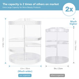 Awenia Makeup Organizer 360-Degree Rotating, Adjustable Makeup Storage, 7 Layers Large Capacity Cosmetic Storage Unit, Fits Different Types of Cosmetics and Accessories, Plus Size (Clear)