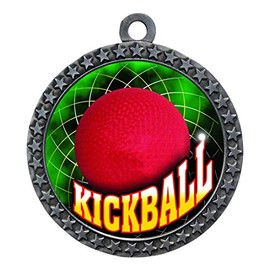 Express Medals Kickball Silver Medal Trophy Award with Neck Ribbon STDD212-FCL503 1PK