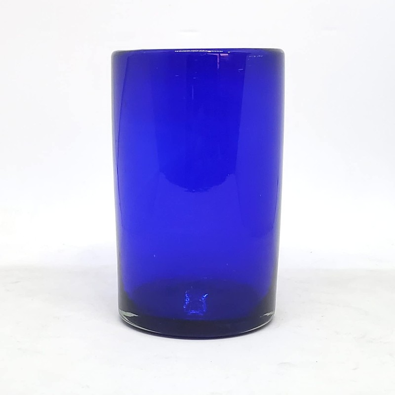 MexHandcraft Solid Cobalt Blue 14 oz Drinking Glasses (set of