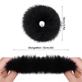 2 Pieces Hair Scrunchie Black Pom Pom Headbands Plush