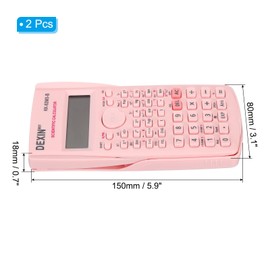 PATIKIL Scientific Calculator, 2 Pack 2-Line Standard Engineering Calculator 12 Digit LCD Display Math Calculator for Office Business Study, Pink
