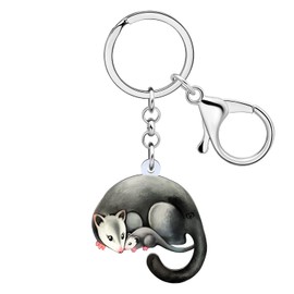 LONYOO Acrylic Opossum Keychain Anime Possum Jewelry for Women Girls Possum Gifts Car Key Wallet Keyring (Mothers Day Possum Keychain Black)