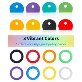 Vibit 16 Pack Colorful Plastic Key Cap Tags and Identifier Covers for Standard Flat House Keys, 2 Styles