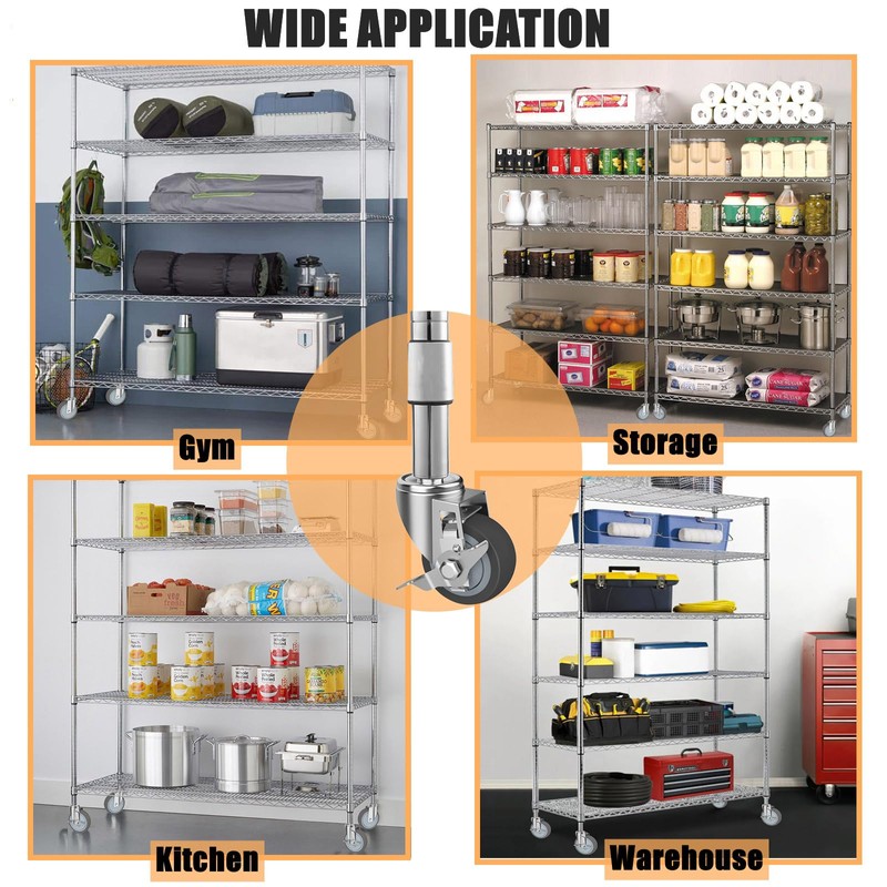RILIDRI 3-Inch Caster for Wire Shelving Racks, Heavy Duty Scaffolding