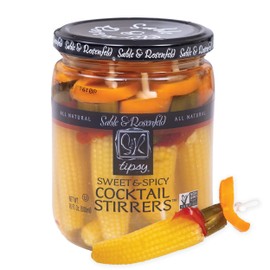 Sable & Rosenfeld Tipsy Sweet & Spicy Cocktail Stirrers 16 oz Jar (Pack of 1), Pickled Vegetable Cocktail Garnish for Bloody Mary, Non-GMO, Kosher, Gluten-Free