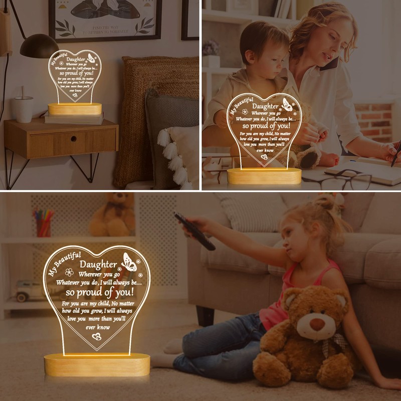 Attivolife Daughter Gift from Parent, 3D Night Light Warm Color