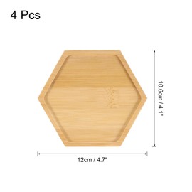 sourcing map 4PCS Hexagon Coasters for Drink, Mosaic Bamboo Coasters, 4.7 Inch Blank Base Trays, Drinking Cup Coaster for Coffee Table Dining Table Protection, Brown