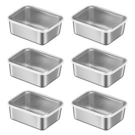 6-Piece Food Storage Box, Stainless Steel Food Containers with Lids, Fresh Food Containers, Deli Food Containers, Snack Containers, Machine Washable Food Containers Set