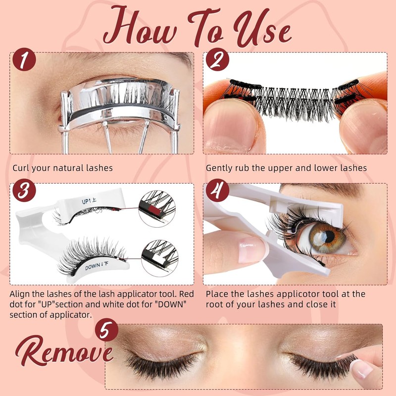 Higu Clace Magnetic Eyelashes Natural Look, Reusable 1 Pair Magnet