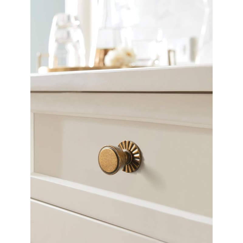 Goo-Ki 6 Pack Cabinet Knobs Antique Brass Drawer Knobs with