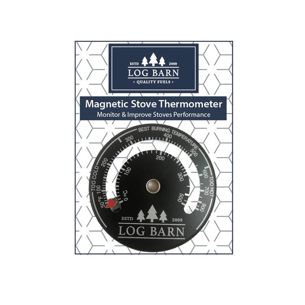 Log-Barn Magnetic Log Burner & Stove Thermometer for Stoves Surface and Flue Pipe. Best Burning Temperature Zone - Comes with Free Screw