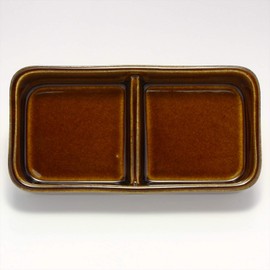 Haseen Ceramic ANM-39 Condiment Divider Plate, Brown, American Glaze, 5.5 x 2.8 x 1.0 inches (14 x 7 x 2.5 cm)